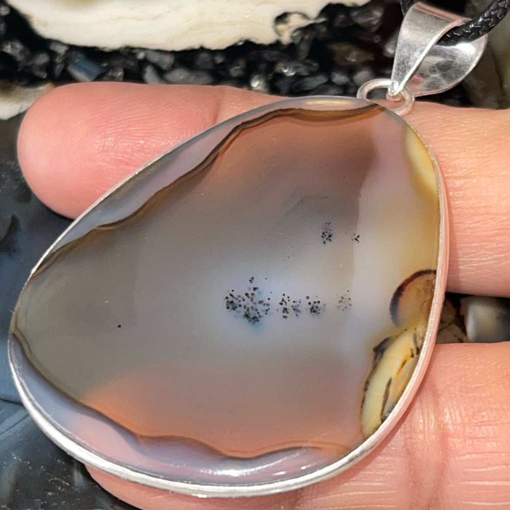 Large Montana Fire Agate Pendant 2 1/2”